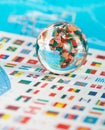 Glass globe on the flags Royalty Free Stock Photo