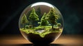 Glass globe with forest inside. Green planet, environmental conservation concept Royalty Free Stock Photo