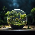 Glass globe with forest inside. Green planet, environmental conservation concept Royalty Free Stock Photo