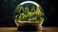Glass globe with forest inside. Green planet, environmental conservation concept Royalty Free Stock Photo