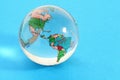 Glass globe with political map of world