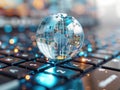 Glass Globe on Computer Keyboard Royalty Free Stock Photo