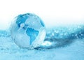 Glass globe in water Royalty Free Stock Photo