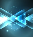 Glass glowing bright triangles on dark space design abstract background Royalty Free Stock Photo