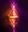 Glass glowing bright triangles on dark space design abstract background Royalty Free Stock Photo