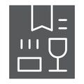 Glass glyph icon, cargo and package, fragile sign, vector graphics, a solid pattern on a white background. Royalty Free Stock Photo