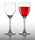 Glass goblet with red wine