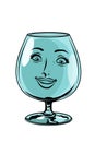 Glass goblet woman face character