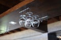 Glass goblets in interior wood alcoholic bar Royalty Free Stock Photo