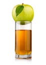 Glass of green apple juice with fruit isolated Royalty Free Stock Photo