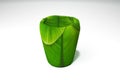 Glass green banana leaf