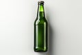 Glass green beer bottle, beer maker mockup. Royalty Free Stock Photo