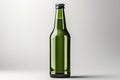 Glass green beer bottle, beer maker mockup. Royalty Free Stock Photo