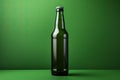 Glass green beer bottle, beer maker mockup. Royalty Free Stock Photo