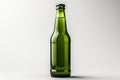 Glass green beer bottle, beer maker mockup. Royalty Free Stock Photo