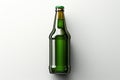 Glass green beer bottle, beer maker mockup. Royalty Free Stock Photo