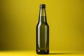 Glass green beer bottle, beer maker mockup. Royalty Free Stock Photo