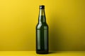 Glass green beer bottle, beer maker mockup. Royalty Free Stock Photo