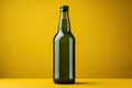 Glass green beer bottle, beer maker mockup. Royalty Free Stock Photo