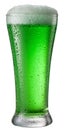 Glass of green beer isolated on a white background Royalty Free Stock Photo