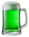 Glass of green beer isolated on a white background Royalty Free Stock Photo