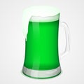 Glass of green beer for Saint Patricks Day. Simbol or icon for St. Patrick`s day in cartoon style. Vector illustration. Holiday Royalty Free Stock Photo
