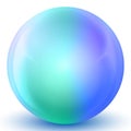 Glass green and blue ball or precious pearl. Glossy realistic ball, 3D abstract vector illustration highlighted on a Royalty Free Stock Photo