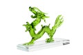 Glass green dragon isolated on white background.