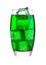 Glass of green energy carbonated soda with ice Royalty Free Stock Photo