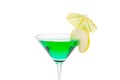 Glass of Green martini cocktail isolated Royalty Free Stock Photo