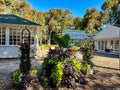 Glass greenhouse building on grounds of Grand Hotel on Mackinac Island in Michigan