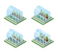 Glass Greenhouse Isometric Set