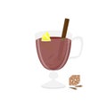 Glass of grog with cinnamon, cloves and lemon in cartoon style. Vector illustration Royalty Free Stock Photo