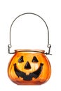 Glass halloween pumpkin candle holder