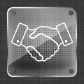 Glass handshake thin line design icon