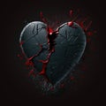 A glass heart explodes into pieces, a love relationship breaks down and they separate. Realistic, 3d rendering. Ai generated