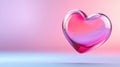 A glass heart shaped object on a pink and blue background, AI Royalty Free Stock Photo
