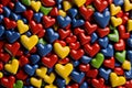 Glass hearts background, bright photo background