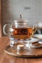 A Glass Herbal Teapot in a Cafe