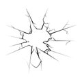 Glass hole cracks broken isolated vector illustration Royalty Free Stock Photo