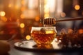 Glass of Honey in a close-up shot, macro shot - made with generative AI tools Royalty Free Stock Photo