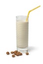 Glass Horchata milk and shelled chufa nuts Royalty Free Stock Photo