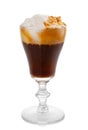 Glass with hot irish coffee isolated on white Royalty Free Stock Photo