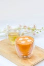 Glass hot thai tea cup Royalty Free Stock Photo