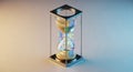Glass hourglass with sand and digital code fragments flowing through Royalty Free Stock Photo
