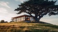 Lively Coastal Landscapes: A Lone Tree And Glass House On Hill