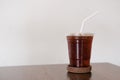 A glass of ice black coffee in coffee cafe Royalty Free Stock Photo