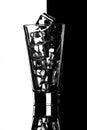 Glass with ice.Black and white background.Concept dual colour background