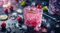 Glass ice cherry drink lime slice Royalty Free Stock Photo