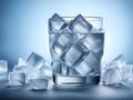 glass with ice cubes and fresh water on color background Royalty Free Stock Photo